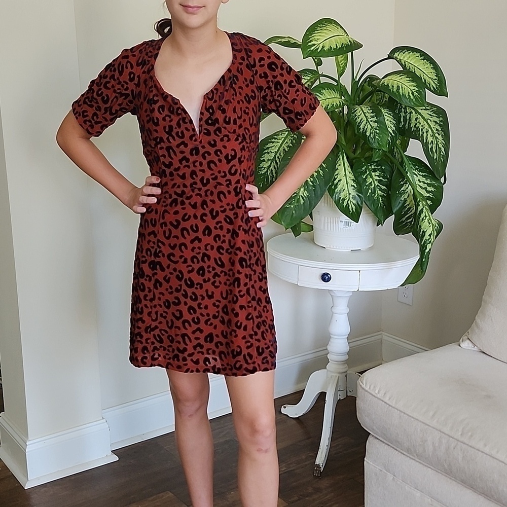 NWT BUDDY LOVE DAKOTA RUST DRESS LEOPARD PRINT SMALL